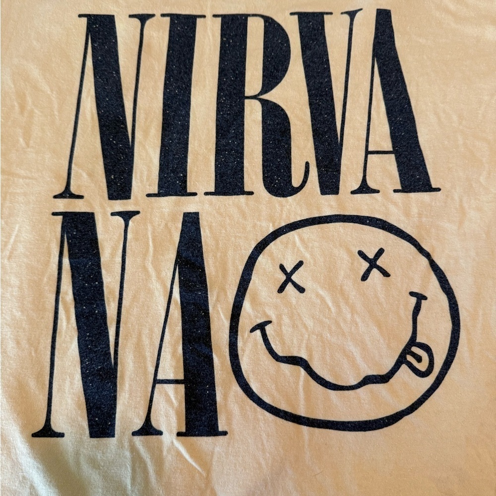 Officially Licensed Nirvana Nevermind Smiley Grunge Tee Yellow men’s X-Large - Picture 4 of 5